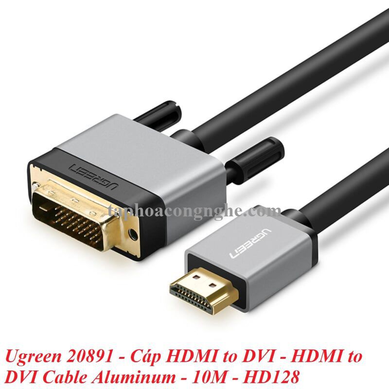 Ugreen 20891 10M màu Đen Cáp chuyển đổi HDMI sang DVI 24 + 1 thuần đồng cao cấp HD128 30020891